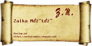 Zalka Máté névjegykártya