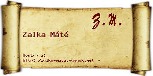 Zalka Máté névjegykártya